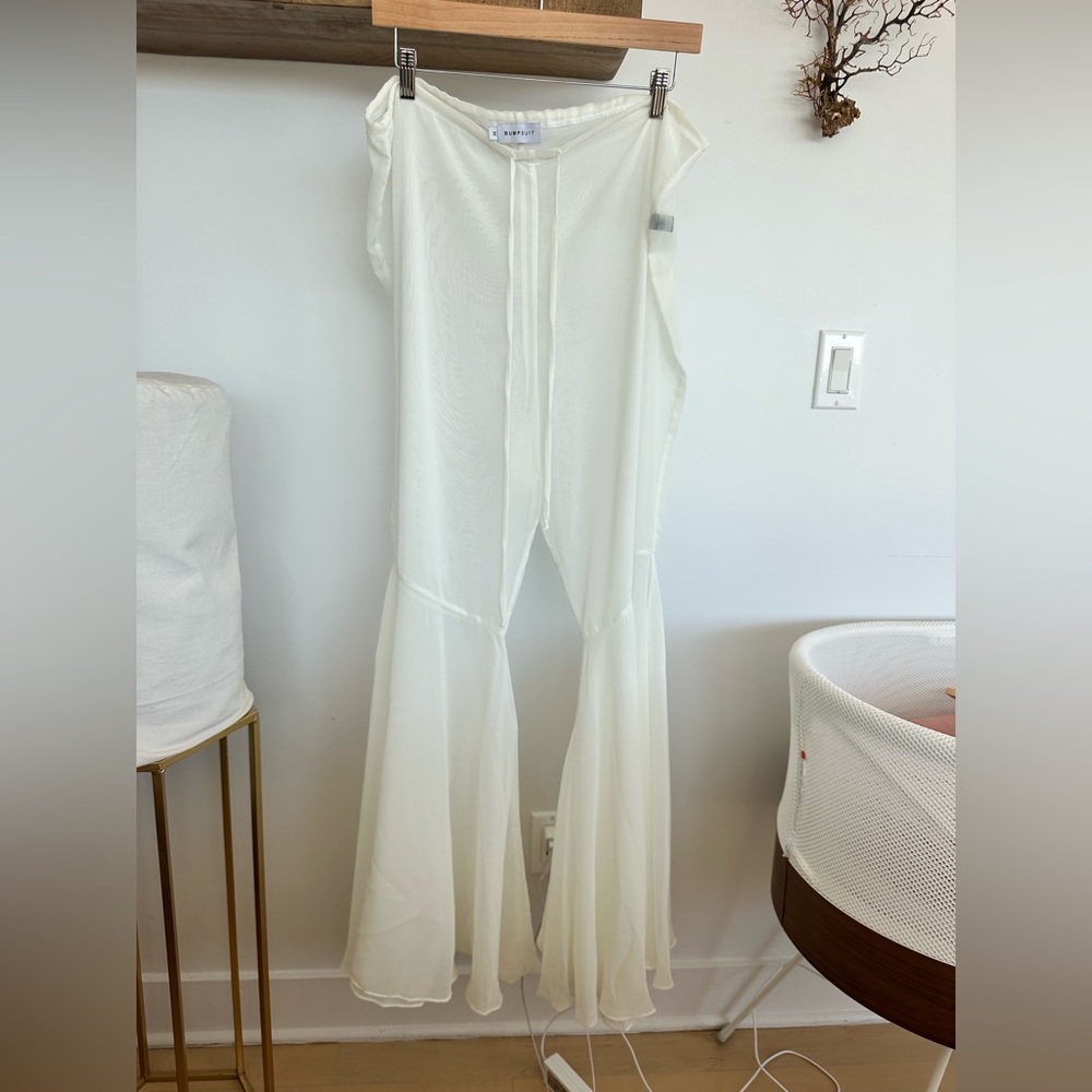 BUMPSUIT sheer drawstring bellbottoms chiffon flare